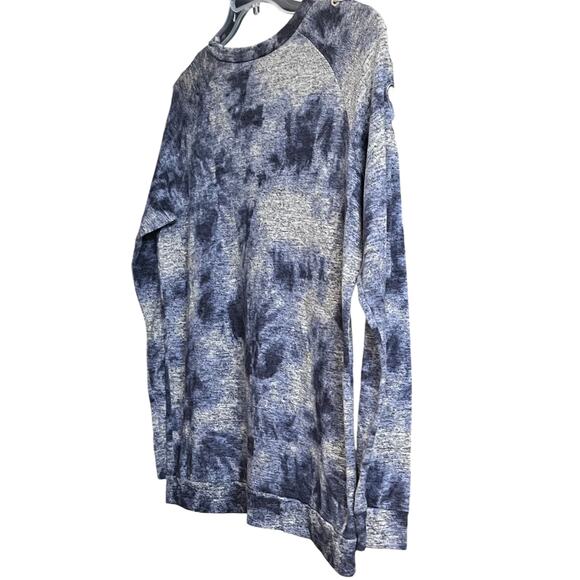 NO BO LONG SLV PULL-OVER CREW NECK TOP, WOMENS, XL(15-17)-BLUE GREY WHTE TIE DYE - Picture 5 of 12